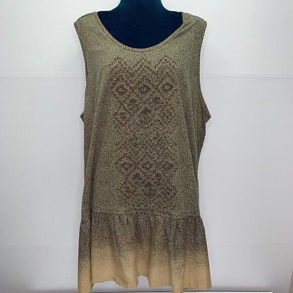 LOGO Lori Goldstein 2X Tunic Top NWT Beaded Ombre Sleeveless Layering